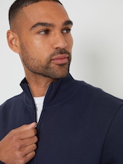 Threadbare Navy Funnel Quarter Zip Through Sweatshirt - Image 4 of 4
