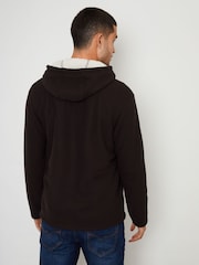 Threadbare Brown Black Waffle Texture Sherpa Lined Zip Up Hoodie - Image 2 of 4