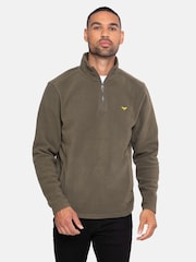 Threadbare Green Quarter Zip Fleece Sweatshirt - Image 1 of 4