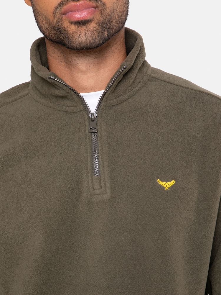 Threadbare Green Quarter Zip Fleece Sweatshirt - Image 4 of 4