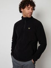 Threadbare Black Quarter Zip Fleece Sweatshirt - Image 1 of 4