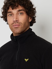 Threadbare Black Quarter Zip Fleece Sweatshirt - Image 4 of 4