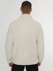 Threadbare Neutral Neutral Zip Up Funnel Neck Fleece Jacket - Image 2 of 5