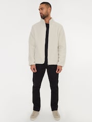 Threadbare Neutral Neutral Zip Up Funnel Neck Fleece Jacket - Image 3 of 5