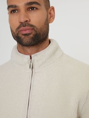 Threadbare Neutral Neutral Zip Up Funnel Neck Fleece Jacket - Image 4 of 5