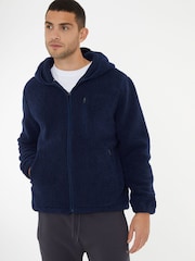 Threadbare Navy Blue Navy Blue Neutral Zip Up Funnel Neck Fleece Jacket - Image 1 of 4