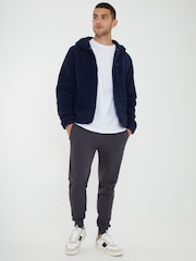 Threadbare Navy Blue Navy Blue Neutral Zip Up Funnel Neck Fleece Jacket - Image 4 of 4