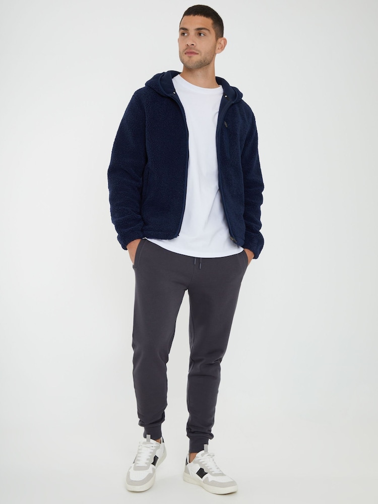 Threadbare Navy Blue Navy Blue Neutral Zip Up Funnel Neck Fleece Jacket - Image 4 of 4