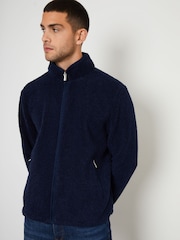 Threadbare Blue Neutral Zip Up Funnel Neck Fleece Jacket - Image 1 of 4