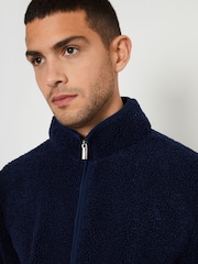 Threadbare Blue Neutral Zip Up Funnel Neck Fleece Jacket - Image 2 of 4