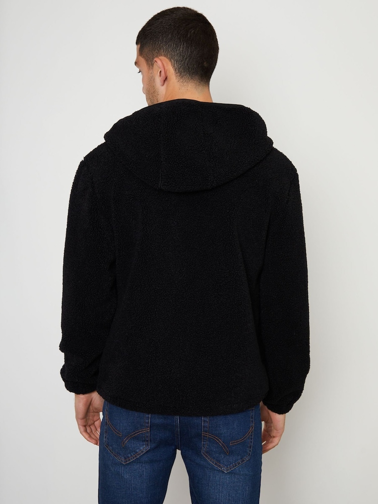 Threadbare Black Navy Blue Neutral Zip Up Funnel Neck Fleece Jacket - Image 2 of 3