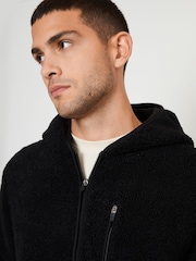 Threadbare Black Navy Blue Neutral Zip Up Funnel Neck Fleece Jacket - Image 3 of 3