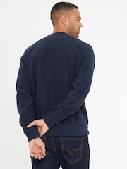 Threadbare Navy Blue Microfleece Crew Neck Sweatshirt - Image 3 of 4