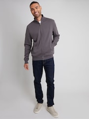 Threadbare Grey Funnel Quarter Zip Through Sweatshirt - Image 3 of 4