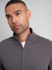 Threadbare Grey Funnel Quarter Zip Through Sweatshirt - Image 4 of 4
