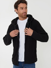 Threadbare Black Black Waffle Texture Sherpa Lined Zip Up Hoodie - Image 1 of 4