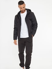 Threadbare Black Hooded Lightweight Zip Up Jacket - Image 3 of 4