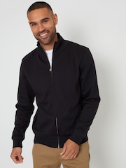 Threadbare Black Funnel Quarter Zip Through Sweatshirt - Image 1 of 4
