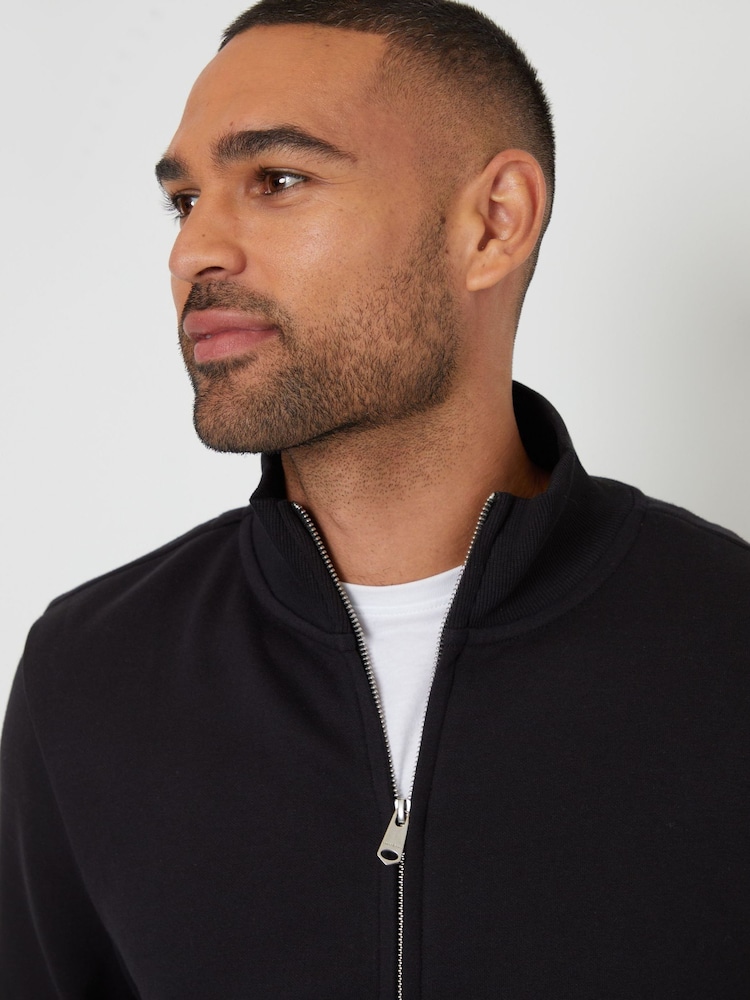 Threadbare Black Funnel Quarter Zip Through Sweatshirt - Image 4 of 4