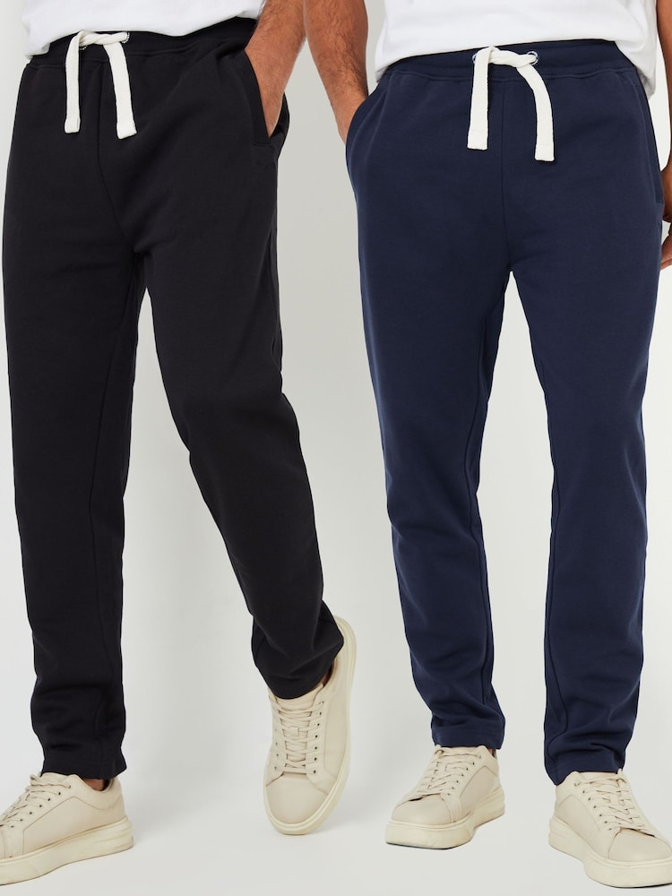 Threadbare Black/Navy Straight Leg Joggers 2 Pack - Image 1 of 7