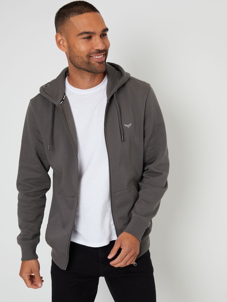 Gris - Sudadera con capucha y cremallera de Threadbare - Imagen 1 de 4