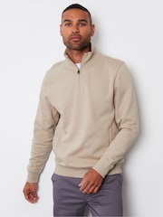 Piedra claro - Sudadera con cuello y cremallera de un cuarto de Threadbare - Imagen 1 de 5