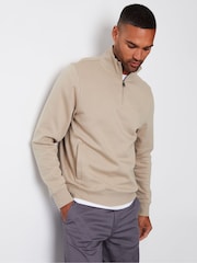 Piedra claro - Sudadera con cuello y cremallera de un cuarto de Threadbare - Imagen 3 de 5