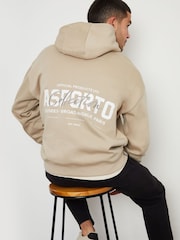 Threadbare Brown Relaxed Fit Graphic Print Hoodie - Image 1 of 4