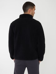 Threadbare Black Neutral Zip Up Funnel Neck Fleece Jacket - Image 2 of 4
