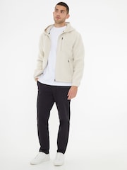 Threadbare Neutral Navy Blue Neutral Zip Up Funnel Neck Fleece Jacket - Image 3 of 5