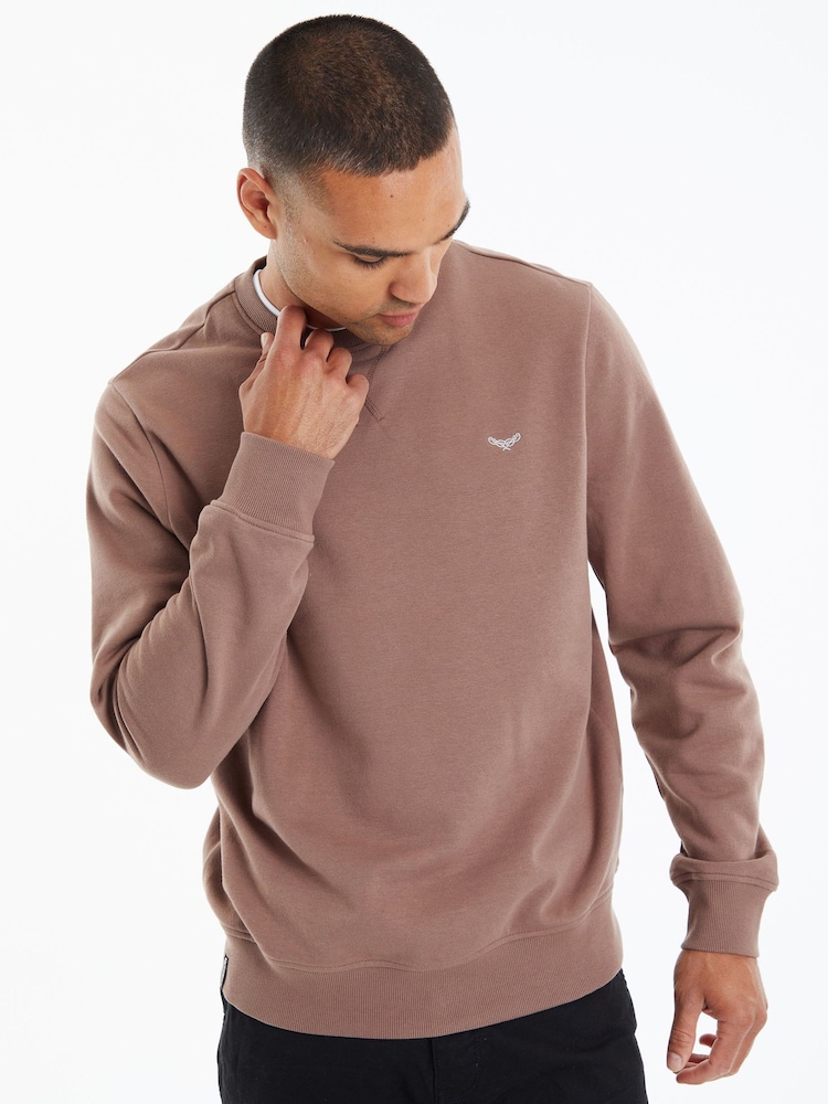 Threadbare Navy/ Taupe Crew Neck Sweatshirts 2 Packs - Image 2 of 3
