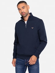 Threadbare Grey/Navy Quarter Zip Neck Sweatshirts 2 Pack - Image 3 of 3