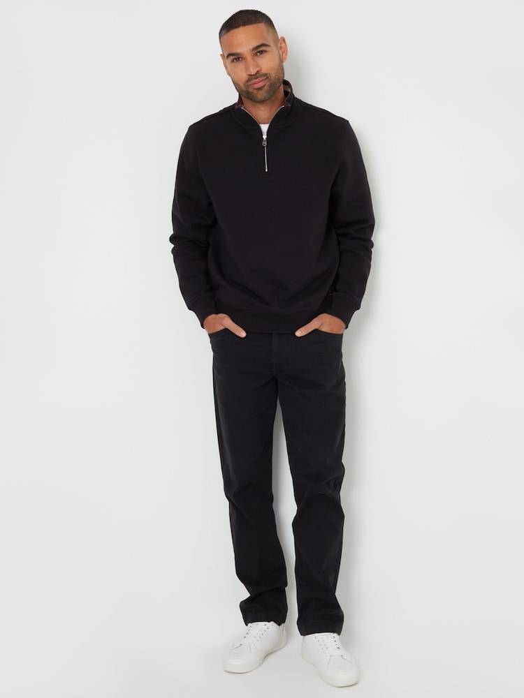 Чорний - Threadbare Tipping комір Quarter Zip світшот - Image 3 of 4