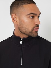 Threadbare Black Tipping Collar Quarter Zip Sweatshirt - Image 4 of 4