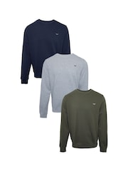 Marine/Grau/Khaki - Threadbare Crew Neck Sweatshirt - Bild 1 von 4