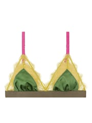 Love Stories Green Lace Delicate Triangle 100% Cotton Bralette - Image 3 of 4