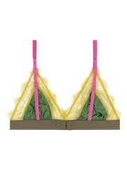 Love Stories Green Lace Delicate Triangle 100% Cotton Bralette - Image 4 of 4