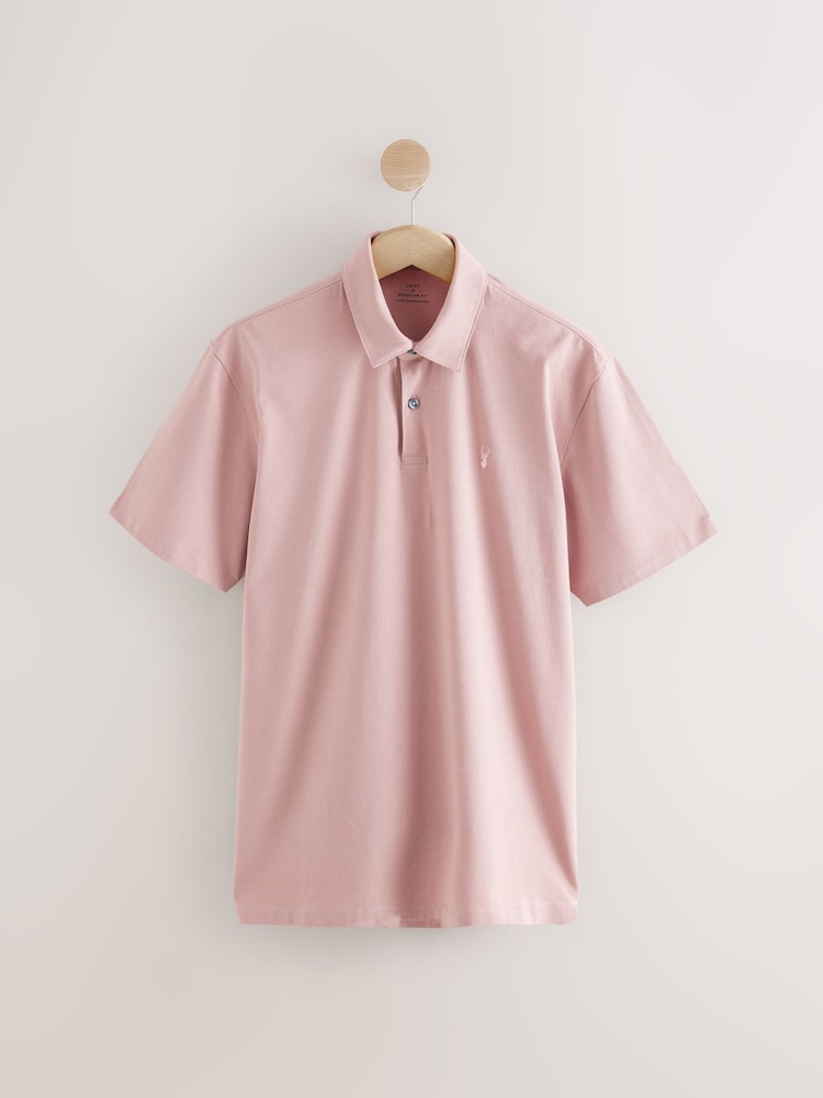 Blanc / Bleu / Neutre / Rose / Gris - Ajustement régulier - Polo en jersey Manches courtes 5 Pack - Image 13 of 15