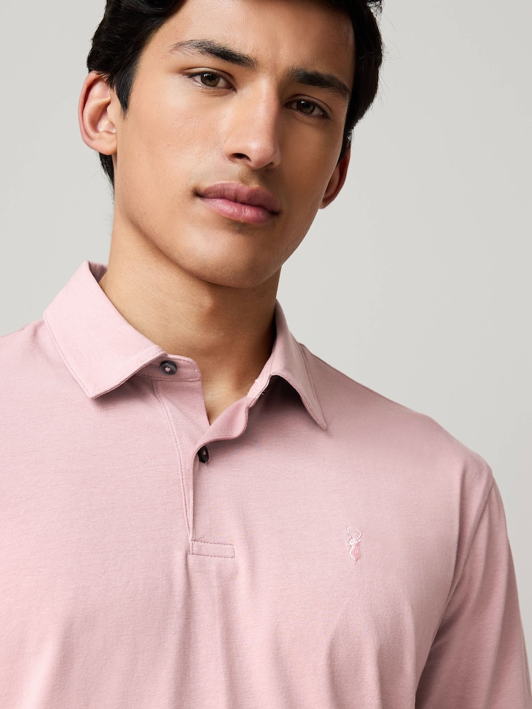 White / Blue / Neutral / Pink / Grey Regular Fit Short Sleeve Jersey Polo Shirts 5 Pack - Image 8 of 8