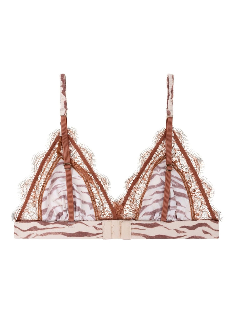 Love Stories Brown Lace Delicate Triangle Bralette - Image 3 of 3