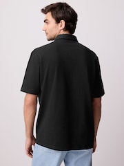 Black Heavyweight Button Neck Polo Shirt - Image 3 of 10