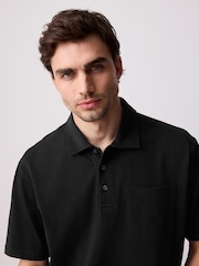 Black Heavyweight Button Neck Polo Shirt - Image 4 of 10