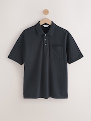Black Heavyweight Button Neck Polo Shirt - Image 7 of 10