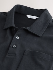 Black Heavyweight Button Neck Polo Shirt - Image 8 of 10