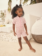 Pink Ditsy Frill Sleeve Sunsafe Swimsuit (3mths-10yrs) - Image 2 of 9