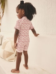 Pink Ditsy Frill Sleeve Sunsafe Swimsuit (3mths-10yrs) - Image 3 of 9