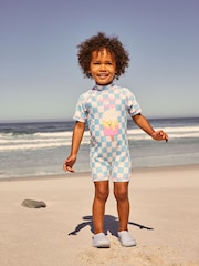 Blue Ice-Cream Zip Back Sunsafe Swimsuit (3mths-7yrs) - Image 1 of 8