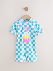Blue Ice-Cream Zip Back Sunsafe Swimsuit (3mths-7yrs) - Image 5 of 8
