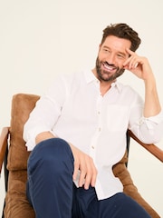 FatFace Bugle White Linen Cotton Shirt - Image 4 of 5