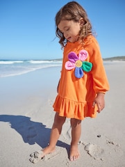 Orange Flower Towelling Hoodie (3mths-8yrs) - Image 1 of 3